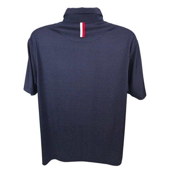 Rhoback Men's Large Navy Blue Micro Dot Golf Polo Shirt Performance Short Sleeve - Picture 3 of 6